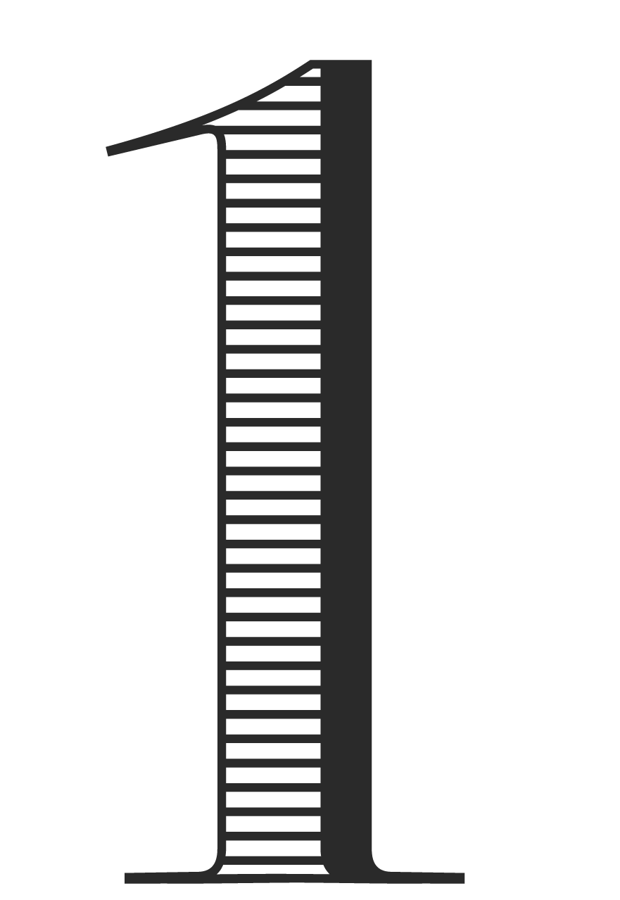 The number 1 illustrated in a black and white line etching style.